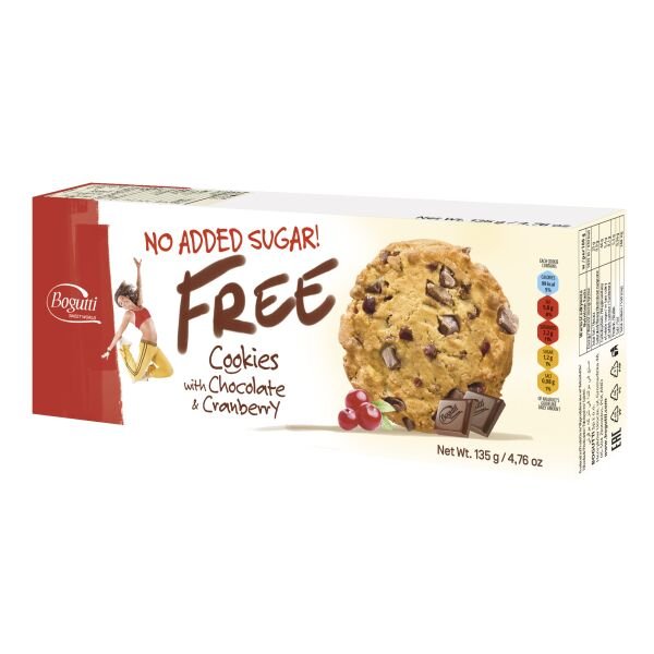 BISC.FREE COOKIES 135GR CHOCO&CRANBERRY(12B)