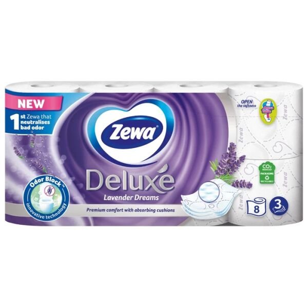 HARTIE IG.ZEWA DELUXE 8 ROLE LAVANDA (7SET/BAX)