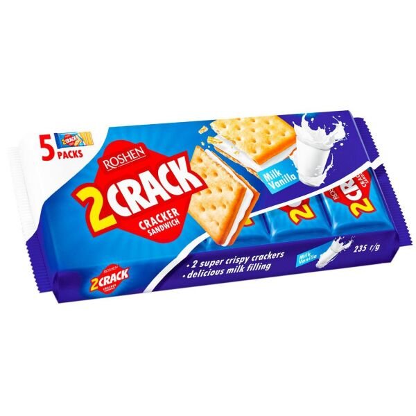 ROSH.2 CRACK SANDWICH MILK FIL 235GR(5B) 14SET