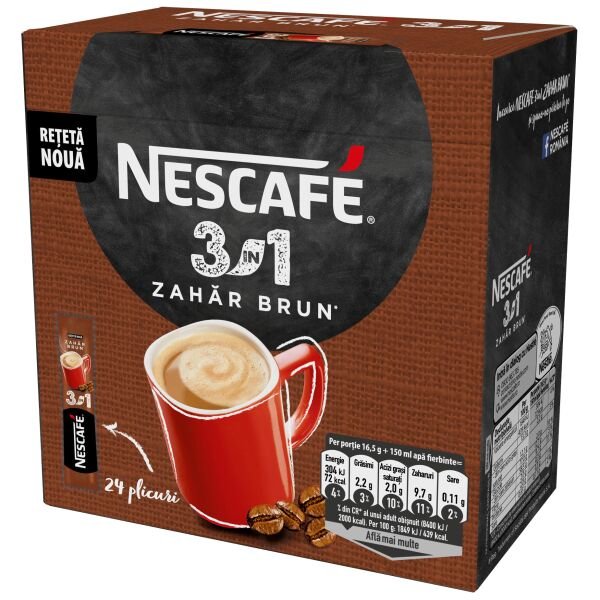 NESCAFE 3IN1 ZAHAR BRUN 10(24Bx16.5GR)