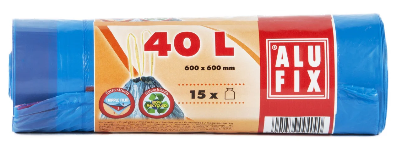 ALUFIX SACI DE GUNOI CU BANDA 40L ALBASTRI 60x60CM 15PCS(30B)