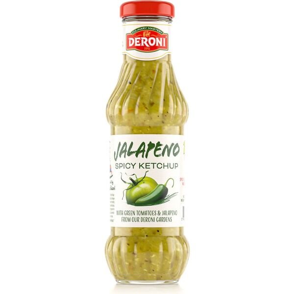 DERONI KETCHUP 320GR TOMATE VERZI SI JALAPENO(6B)