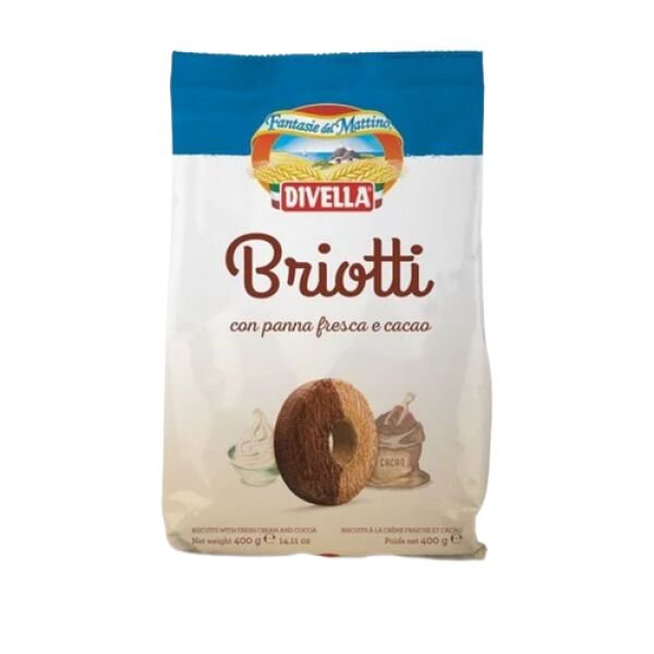 DIVELLA BISC.BRIOTTI 400GR PANNA FRESCA CACAO(18B)