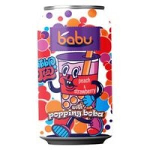 BABU BUBBLE TEA DOZA 315ML PEACH&STRAWBERRY(24B) SGR