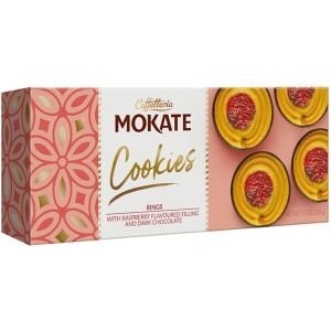 MOKATE COOKIES 150GR RASPBERRY AND DARK CHOCOLATE(16CUT)