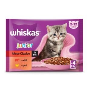 PET.WHISKAS PLIC JUNIOR SELECTII CLASICE IN SOS DE CARNE 85GR(4B)13SET